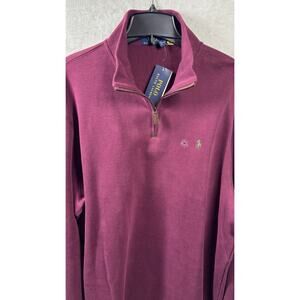 PoloRalph Lauren NEW Mens 1/4 Zip Knit Sweater XXL Burgundy Pullover Mock Pony
